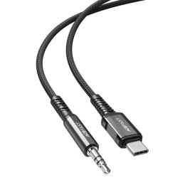 Kabel przewód audio AUX USB-C - 3.5mm mini jack 1.2m czarny