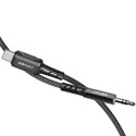 Kabel przewód audio AUX USB-C - 3.5mm mini jack 1.2m czarny