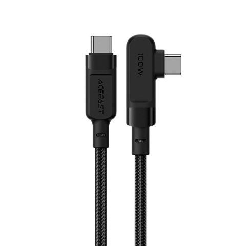 Kabel przewód kątowy w oplocie USB-C 100W 20V 5A 2m czarny