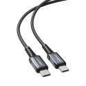 Kabel przewód w oplocie USB-C 60W 20V 3A 1.2m szary