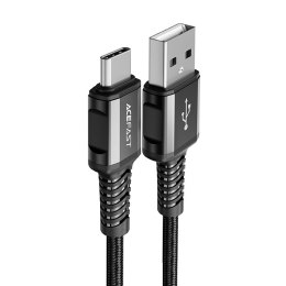 Kabel przewód w oplocie USB - USB-C 3A 1.2m czarny