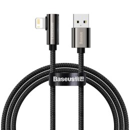 Kątowy mocny kabel przewód do iPhone USB - Lightning dla graczy 2.4A 1m czarny