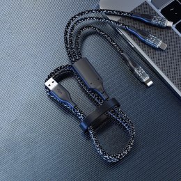 3w1 Przewód kabel przejściówka z USB na USB-C microUSB Lightning 120W 1m srebrny