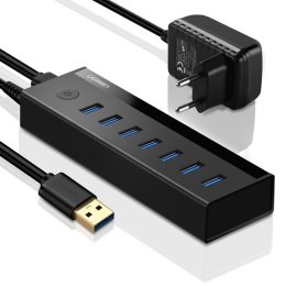 7w1 HUB rozdzielacz adapter USB-A do 7x USB-A 5Gb/s czarny