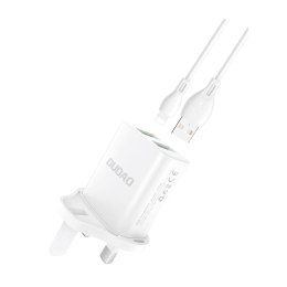 Ładowarka sieciowa z wtyczką angielską UK 2x USB-A + kabel iPhone Lightning 1m biała