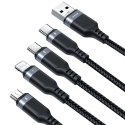 4w1 Kabel przewód USB-A - 2x USB-C iPhone Lightning microUSB 1.2m czarny