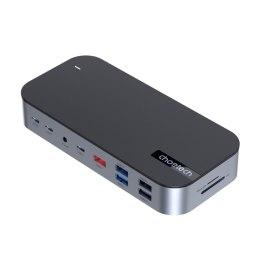 HUB Adapter M52 USB-C USB-A hdmi vga dp sd tf RJ45 aux PD szary