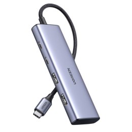 HUB adapter portów USB-C - 2x USB-A 2x USB-C 20cm szary