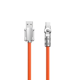Mocny kabel kątowy USB-A - USB-C 120W 1m rotacja 180 pomarańczowy