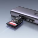 7w1 wielofunkcyjny HUB USB-C - 2x USB HDMI 4K czytnik kart SD i TF USB-C RJ45 1Gbps szary