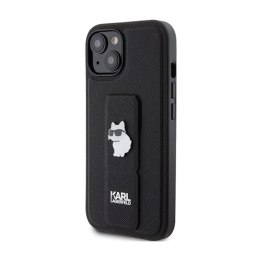 Karl Lagerfeld Gripstand Saffiano Choupette Pins - Etui iPhone 15 Plus (czarny)