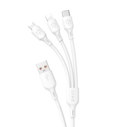 3w1 Kabel przewód USB-A do USB-C micro USB iPhone Lightning 480Mb/s 1.2m biały