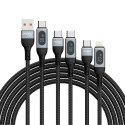 Kabel przewód w oplocie USB-C szybkie ładowanie PD 100W 1m czarny