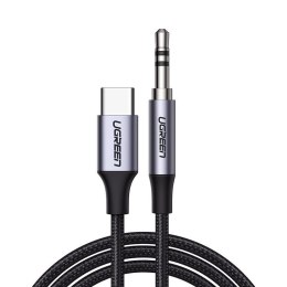 Kabel audio stereo AUX 3.5 mm mini jack - USB-C do telefonu tabletu 1m czarny