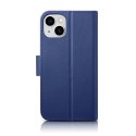 2w1 etui skórzany pokrowiec z klapką iPhone 14 Anti-RFID Wallet Case niebieski