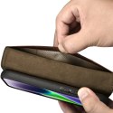 2w1 etui skórzany pokrowiec z klapką iPhone 14 Plus Anti-RFID Oil Wax Wallet Case ciemno-brązowy
