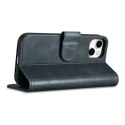 2w1 etui skórzany pokrowiec z klapką iPhone 14 Plus Anti-RFID Oil Wax Wallet Case niebieski