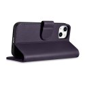 2w1 etui skórzany pokrowiec z klapką iPhone 14 Pro Anti-RFID Wallet Case ciemnofioletowy