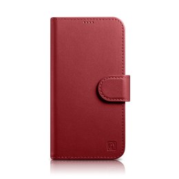 2w1 etui skórzany pokrowiec z klapką iPhone 14 Pro Max Anti-RFID Wallet Case czerwony