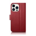2w1 etui skórzany pokrowiec z klapką iPhone 14 Pro Max Anti-RFID Wallet Case czerwony