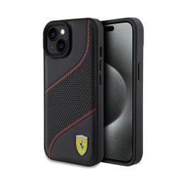 Ferrari Perforated Waves Metal Logo - Etui iPhone 15 (czarny)