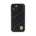 Ferrari Perforated Waves Metal Logo - Etui iPhone 15 (czarny)