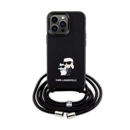 Karl Lagerfeld Crossbody Saffiano Metal Pin Karl & Choupette - Etui iPhone 13 Pro (czarny)