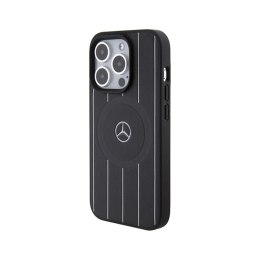 Mercedes Stripes Pattern Leather MagSafe - Etui iPhone 15 Pro (czarny)