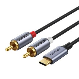 Kabel przewód audio dźwiękowy USB-C męski - 2RCA męski 1.5m szary