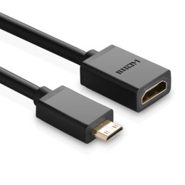 Przejściówka adapter kabel HDMI żeński - mini HDMI męski 4K 60Hz HEC ARC 22cm czarny