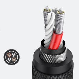 Rozdzielacz kabla AUX 3.5 mm męski do słuchawek i mikrofonu żeński 20cm czarny