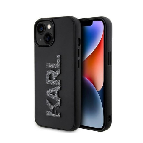 Karl Lagerfeld 3D Rubber Glitter Logo - Etui iPhone 15 Plus (czarny)
