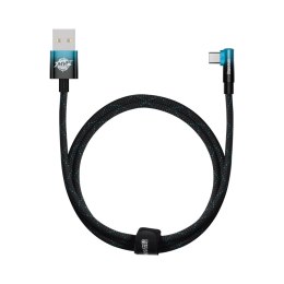 Kątowy kabel przewód z bocznym wtykiem USB - USB-C MVP 2 Elbow 100W PD 5A 1m niebieski