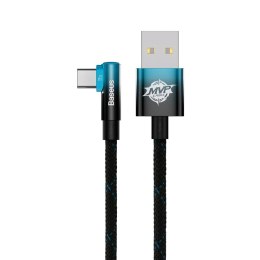 Kątowy kabel przewód z bocznym wtykiem USB - USB-C MVP 2 Elbow 100W PD 5A 1m niebieski