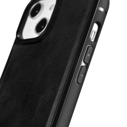 Etui pokryte naturalną skórą do iPhone 14 Pro Max Leather Oil Wax czarny