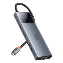 11w1 HUB Adapter USB-C do USB-C PD USB-C 3x USB-A HDMI AUX RJ-45 SD TF szary