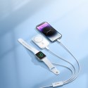 3w1 Kabel przewód USB-A z ładowarka indukcyjną + 1x iPhone Lightning + 1x USB-C 1.2m biały