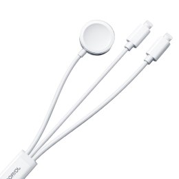 3w1 Kabel przewód USB-A z ładowarka indukcyjną + 2x iPhone Lightning 1.2m biały