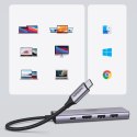 6w1 wielofunkcyjny HUB USB-C - 2x USB HDMI 4K czytnik kart SD i TF USB-C PD 100W szary