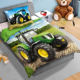 Pościel bawełna 160x200+1p70x80 Traktor zielony