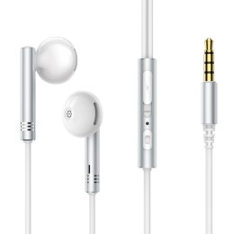 Słuchawki przewodowe superBAS Wired Series JR-EW06 metalowe srebrno-białe