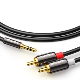 Kabel przewód audio 3.5 mm mini jack - 2x RCA 5m czarny