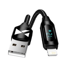 Kabel przewód do iPhone USB-A - Lightning z wyświetlaczem LED 2.4A 2m czarny