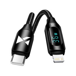 Kabel przewód do iPhone USB-C - Lightning z wyświetlaczem LED 36W 2m czarny