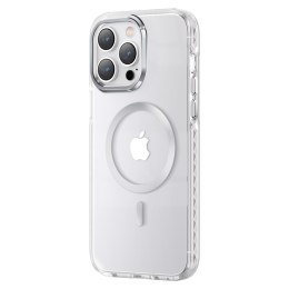 Magnetyczne etui iPhone 14 Plus MagSafe PQY Ice Crystal Series srebrne