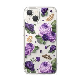 Pancerne etui pokrowiec z żelową ramką iPhone 14 Plus Fusion Design Purple Rose przezroczysty
