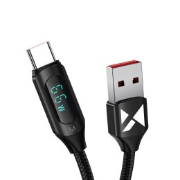 Kabel przewód USB-A - USB-C z wyświetlaczem LED 66W 6A 1m czarny