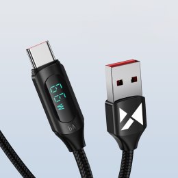 Kabel przewód USB-A - USB-C z wyświetlaczem LED 66W 6A 2m czarny
