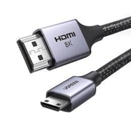 Kabel przewód przejściówka mini HDMI - HDMI 8K 2m szary