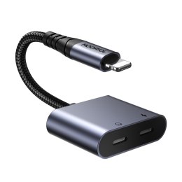 2w1 Adapter przejściówka do iPhone ładowarka + słuchawki Lightning / 2x Lightning czarny